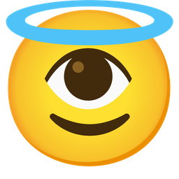 smiling face with halo and eye