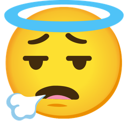smiling face with halo and face exhaling