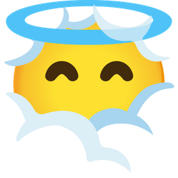 smiling face with halo and face in clouds