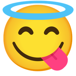 Smiling face with halo and Face savoring food