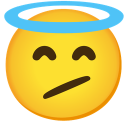 smiling face with halo and face with diagonal mouth