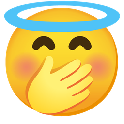 Smiling face with halo and Face with hand over mouth