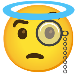 smiling face with halo and face with monocle