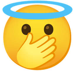 smiling face with halo and face with open eyes and hand over mouth