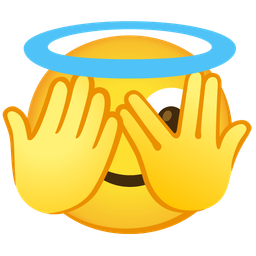 smiling face with halo and face with peeking eye