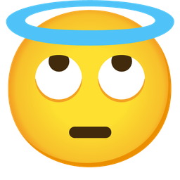smiling face with halo and face with rolling eyes