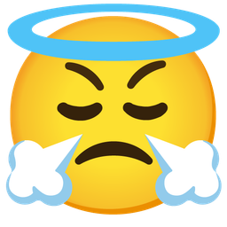 smiling face with halo and face with steam from nose