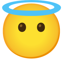 smiling face with halo and face without mouth