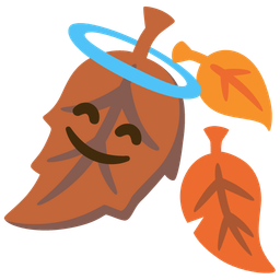 smiling face with halo and fallen leaf