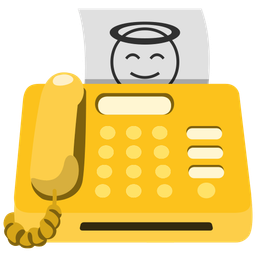 smiling face with halo and fax machine
