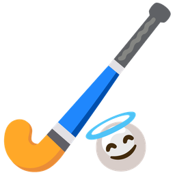 smiling face with halo and field hockey