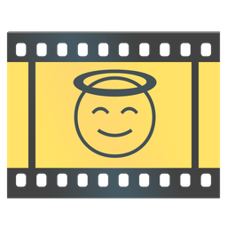 smiling face with halo and film frames