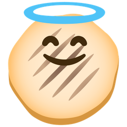 smiling face with halo and flatbread