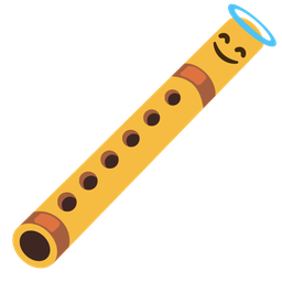 smiling face with halo and flute