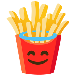 smiling face with halo and french fries