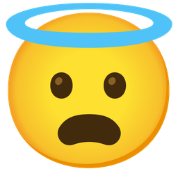 smiling face with halo and frowning face with open mouth