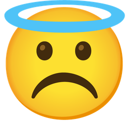 smiling face with halo and frowning face