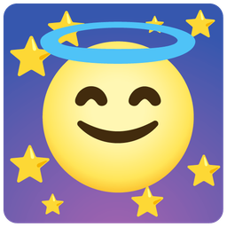 smiling face with halo and full moon face