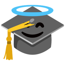 smiling face with halo and graduation cap