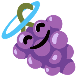 smiling face with halo and grapes