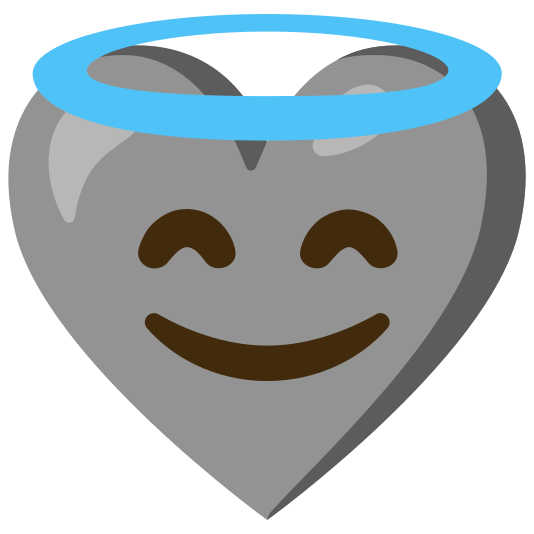 Smiling face with halo and Grey heart