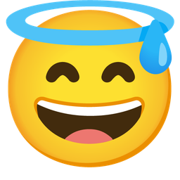 Smiling face with halo and Grinning face with sweat
