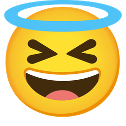 Smiling face with halo and Grinning squinting face