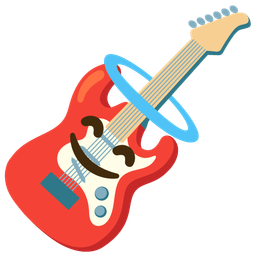 smiling face with halo and guitar
