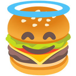 smiling face with halo and hamburger