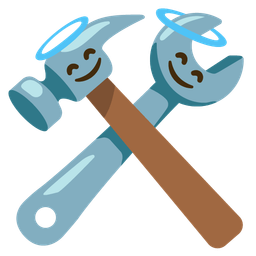 smiling face with halo and hammer and wrench