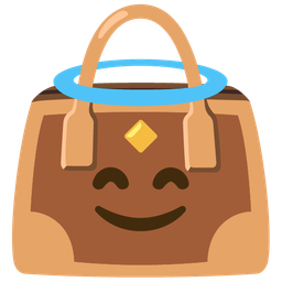 smiling face with halo and handbag