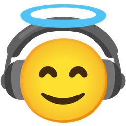 smiling face with halo and headphone