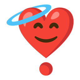 smiling face with halo and heart exclamation