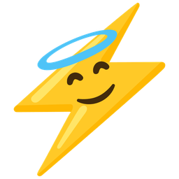 smiling face with halo and high voltage