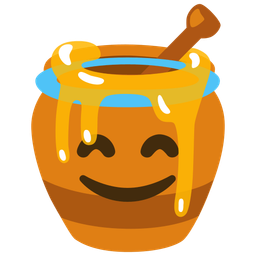 smiling face with halo and honey pot