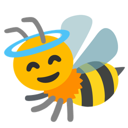 smiling face with halo and honeybee