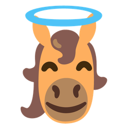 smiling face with halo and horse