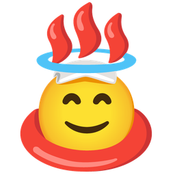 smiling face with halo and hot springs