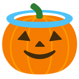 smiling face with halo and jack-o-lantern