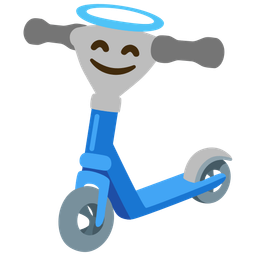 smiling face with halo and kick scooter