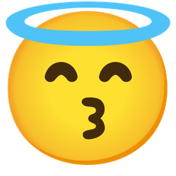 Smiling face with halo and Kissing face