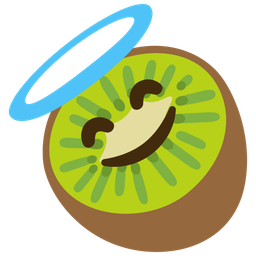 smiling face with halo and kiwi fruit