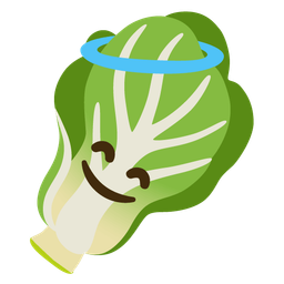 smiling face with halo and leafy green