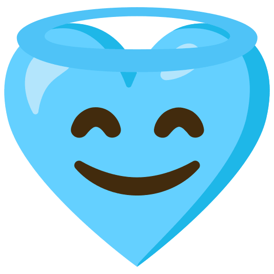 Smiling face with halo and Light blue heart