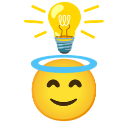smiling face with halo and light bulb