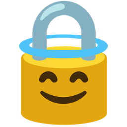 smiling face with halo and locked