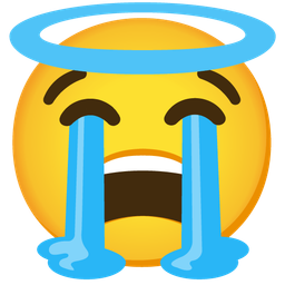 smiling face with halo and loudly crying face