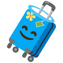 smiling face with halo and luggage