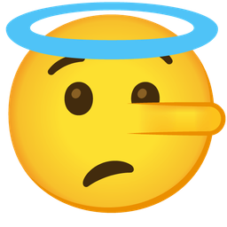 smiling face with halo and lying face