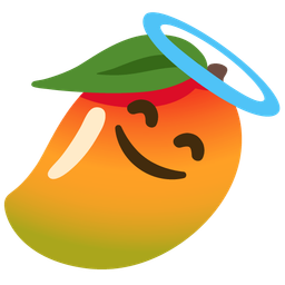 smiling face with halo and mango
